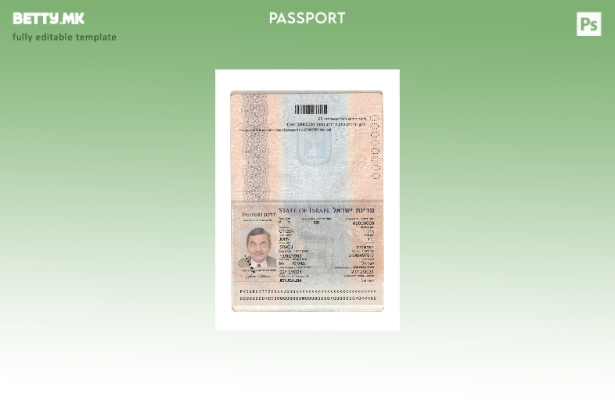 Модерен стил, сегашен шаблон за израелски пасош